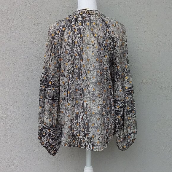 Anthropologie Lovestitch Women's Blouse Gold and Black Size Small Preppy - Picture 5 of 7